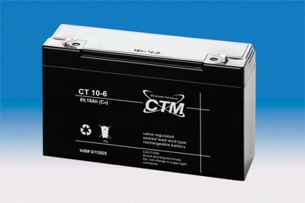 CTM CT 10-6 VdS AGM Blei Batterie | 10 Ah - 6 V